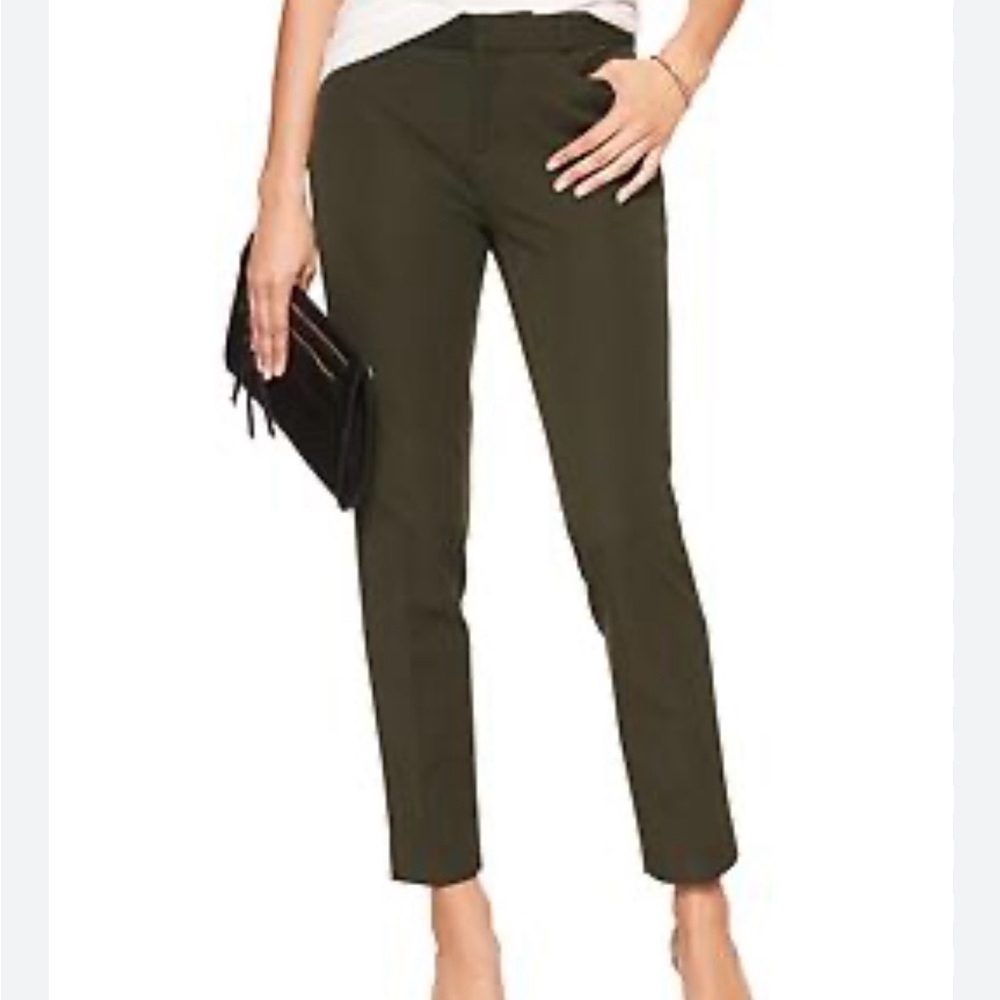 Banana Republic Sloan Curvy Slim Pant Dark Olive Green Stretch Work Pant Sz 10